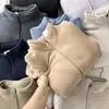 ¡9 colores para elegir! ¡Estilo de pareja! Nueva chaqueta cárdigan de forro polar retro de otoño con cuello alto y forro de terciopelo