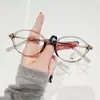 Óculos Artísticos de Nerd Estilo Novo com Toque de Luxo, Anti Luz Azul, Armações de Óculos de Alta Definição para Mulheres, Óculos Fashion Retrô Sem Grau