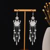 Pendientes Miao Étnicos de Borla Larga Estilo Nuevo, Pendientes Exagerados de Declaración de Moda Estilo Étnico de Plata Miao de Lujo Ligero
