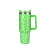 Termo para Coche de Acero Inoxidable 304 Elástico Borde Caliente Estampado Leopardo Plateado 40 oz Primera Generación Mismo Estilo Stanley Logo Personalizado