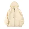 Suministro Exclusivo Transfronterizo de Cárdigan con Capucha y Cremallera de Algodón de 320g, Cómodo y Versátil, Sudadera Chaqueta para Hombre de Color Sólido, Corte Holgado