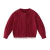 [7A Antibacteriano] Ropa de punto de algodón puro para niñas 2026 Modelo Nuevo Suéter suave rojo para niños Top para bebé Cárdigan para niños pequeños
