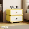 Mesa de cabeceira de madeira maciça estilo vintage, cor de madeira natural minimalista moderna, armário de armazenamento com cantos arredondados, mesa de cabeceira de quarto de grande capacidade