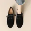 Primer Encuentro con Zapatos Mocasines de Estilo Británico: Zapatos Pequeños de Cuero Vintage, Zapatos de Mujer con Tira Cruzada Mate y Tacón Bajo con Cordones