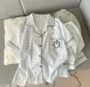 Novos Pijamas de Algodão Nuvem Amassado para Mulheres, Conjunto de Três Peças, Estampado Primavera/Verão, Gola Lapela, Roupa de Casa Fofa para Mulheres