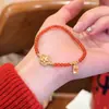 Pulsera de Cuentas Rojas de Cinabrio para Año Nuevo, Nuevo Estilo Chino, Estilo Nacional Retro, Pulsera Versátil, Joyería de Lujo Ligero y Sensación de Alta Gama