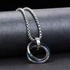 Colgante de Tres Anillos para Hombre Acero de Titanio Hip-Hop Accesorios Hip Hop para Mujer Estilo Coreano Colgante Distintivo TikTok Collar Sencillo Moda para Hombre