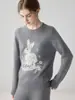 Suéter de Punto de Cachemira Bordado Jacquard de Conejito Dulce para Mujer, Jersey Holgado, Top Elegante y Juvenil de Manga Larga