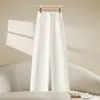 Calça Cropped de Cintura Alta Personalizada Outono 2026, Elegante, Perna Larga, para Mulheres Baixas, Cintura Estreita, Casual, Perna Reta