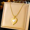 Estilo Moda Europeu e Americano Pérola Imitação Retro Coração Irregular Pingente Conjunto de Joias de Aço Inoxidável Banhado a Ouro