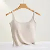 Camisola de Algodón Acanalado de Comercio Exterior con Copas en el Pecho, Capa Base Integrada, Adecuada para Usar como Prenda Exterior, Sujetador Deportivo para Yoga, Corte Ajustado con Copas Fijas