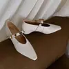 Sapatos rasos versáteis e confortáveis estilo coreano 2026, novos sapatos femininos de primavera com bico quadrado, salto grosso e tira com fivela