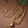 Nuevo Colgante de Citrino y Ojo de Tigre Estilo Chino Cuerda Colgante Thangka Estilo Palacio Chino Cristal Zakilam Collar