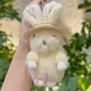Sombrero de Paja Estilo Europeo Original Genuino Colgante Llavero Conejo Oreja Vertical Muñeca Linda Regalo Pequeño Venta al por Mayor