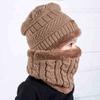 Conjunto de Lã Infantil Chapéu e Cachecol Duas Peças Outono e Inverno Engrossado Quente Proteção para Orelhas à Prova de Frio Touca Baotou para Meninos e Meninas Bebê