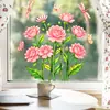 Pegatina de Ventana Xinuo JDT_X124 Jardín de Primavera Rosa Rosa, Sin Adhesivo, Adhesión Electrostática, para Decoración de Dormitorio, Sala de Estar, Balcón