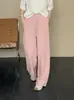 Calça Reta de Linho Respirável Fina Feminina Primavera Verão Cintura Alta Emagrecimento Solta Caimento Casual Calças Dropshipping