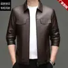 Moda Masculina Primavera y Otoño Estilo Nuevo Chaqueta de Cuero Solapa Estilo Papá Chaqueta Casual Simple Atractiva Ropa para Hombre Chaqueta de Cuero Delgada
