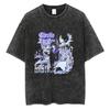 Playera Lavada Vieja Nuevo Cazador de Tiempo Completo Anime Talla Europea Estampada Manga Corta Retro Estilo Americano Holgada Manga Corta