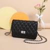 Bolso de Mujer 2021 Nuevo Estilo Piel de Vaca Cadena de Diamantes Pequeña Fragancia Moda Un Solo Hombro Bolso Cuadrado Pequeño Bandolera Cuero Genuino Bolso de Mujer