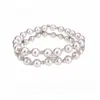 Pulsera de doble hilo estilo vintage francés con estrella de circonita cúbica y perlas, una pieza de joyería lujosa y elegante, un accesorio delicado y versátil para mujeres