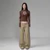 Calça cargo cáqui casual de alta qualidade, design plissado versátil e moderno estilo coreano, cinco botões, corte solto