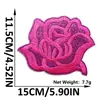 Patch de Bordado de Flor Rosa com Glitter Novo Estilo Patch Floral com Adesivo Termocolante para Decoração de Jaquetas, Sapatos e Malas