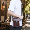 Bolsa Transversal Pequena de Couro Genuíno Retrô Europeia e Americana Personalizada de Fábrica Bolsa de Cintura Casual Multifuncional Couro de Vaca de Primeira Camada Bolsa Transversal de Ombro Único