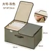 Caja de almacenamiento de tela de algodón y lino con doble tapa, contenedor de almacenamiento grande plegable, organizador de armario con tapa abatible, caja de almacenamiento multiusos