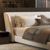 Cama minimalista de lujo ligero estilo italiano de cuero genuino para departamento pequeño, dormitorio principal, cama moderna minimalista, Muebles de Foshan, cama nupcial con canapé alto 1.8*2