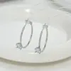 Nuevos Pendientes Grandes Exagerados Chapados en Cobre Oro Real Incrustados con Circonita Plata de Ley S925 Aguja Personalidad Temperamento Hebilla de Oreja Exagerada Accesorios para Pendientes