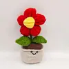 Planta em vaso com flor grande de crochê feita à mão em fio de gelo flor artificial trançada decoração de casa presente para namoradas