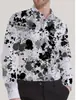 Nova camisa social masculina de grande porte, estilo europeu e americano, para homens de negócios, estampada, luxo leve, manga longa, novo design versátil