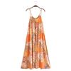 Roupas femininas atacado 2022 outono rayon impressão de água Uma palavra pendurada férias praia cinto vestido SS11-59445