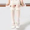 Meias Cano Alto de Renda de Algodão para Meninas, Estilo Fino de Verão, Estilo Lolita, Malha Respirável Vazada Meias Longas Folgadas