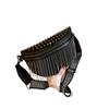Bolsa Estilo Coreano Estilo Ocidental Nova Moda Feminina Bolsa Transversal de Cintura com Alça Larga Textura Rebite Franja Bolsa de Peito Feminina
