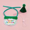 Conjunto de duas peças Qingsheng para animais de estimação, cachecol de aniversário, chapéu, decorações de gato, toalha de babar feliz, cachecol de cachorro fofo bordado