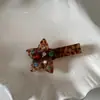 Presilha de Cabelo Estilo Coreano de Acetato Colorida com Strass Estrela de Cinco Pontas Bico de Pato Doce Cool para Franja Lateral de Mulheres