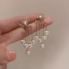 Pendientes sencillos de borlas de circonitas con microincrustaciones de perla de estilo coreano para mujer, elegantes y de alta calidad con diseño de nicho.