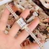 Pulsera de Perlas Antiguas Reloj Rectangular Estilo Chanel Nácar Esfera Pequeña Vintage Reloj Pequeño Verde