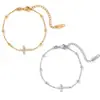 Pulseira Elegante Simples de Aço Titânio com Pedras Strass Cruz para Mulheres Design de Nicho Sensação de Alto Padrão Estilo Ins Versátil Exquisito Acessório Tendência