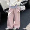 Conjunto Casual de Primavera y Otoño para Niñas: Conjunto de Dos Piezas para Niña: Sudadera con Cuello de Camisa Falso y Pantalones Anchos de Estilo Universitario para Niños