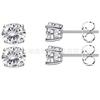Aretes de acero inoxidable aretes estilo coreano cuatro garras incrustados circón circonita cúbica cristal aretes personalidad simple