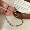 Pulseira de Prata Esterlina S925 de Camada Dupla Prata Quebrada Corda Preta Estilo Chinês Cem Torres Design de Nicho Alta Qualidade Simples Moda