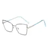 Gafas Nuevas Transfronterizas de Marco Grande 2025 con un Moderno Diseño Metálico de Ojo de Gato Bicolor, Adecuadas para Lentes de Prescripción