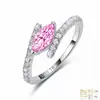 Anel de Moissanita Colorida em Prata de Lei S925 Marquise Trilho Duplo Anel de Prata S925 Nicho Alto Padrão Anel Fechado