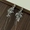 Elegantes Elegantes Pendientes Largos de Espiga de Trigo Incrustados de Diamantes de Plata Moda Lujo Accesible Diseño de Nicho de Gama Alta Pendientes para Mujer