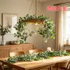 Hojas de Eucalipto Artificiales, Enredaderas de Eucalipto, Decoración de Pared para Fondo de Boda, Enredaderas Falsas, Paisajismo Exterior, Hojas de Sándalo para Mesa, Hojas Falsas