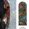 Adesivos de Tatuagem Coloridos Estilo Tradicional à Prova d'Água de Longa Duração para Braço Inteiro para Homens e Mulheres com Designs Como Dragão, Hannya, Koi, Flores e Gueixa