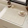 Tapete Drenante de Lama Diatomácea para Cozinha Tapete Absorvente de Água para Máquina de Café Tapete Antiderrapante e de Isolamento Térmico para Bancada Estilo Japonês Wabi-sabi Tapete de Mesa para Exportação